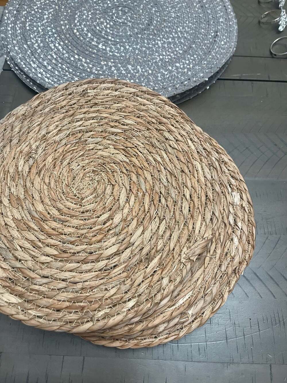 6 Natural Woven Round Placemat, 7.87 Inch Straw Braided Table Mat